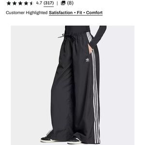 Adidas Women's Black Wide-Leg Track Pants